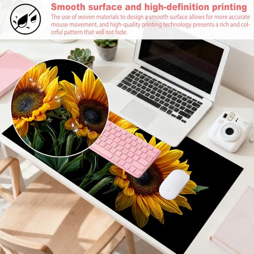 Image of Nuxovilar Professional Large Mouse Pad & Computer Game Mouse Mat (35.4x15.7IN, Bright Sunflower Bouquet Art) (90 * 40cm Sunflower Bouquet)