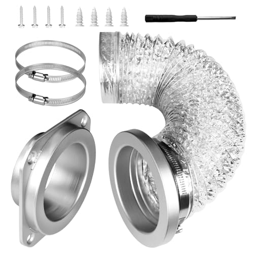 Janhemei Magnetic Dryer Vent Connector Kit 4-Inch by 31.5-Inch Aluminum Foil Hose with Clamps Magnetic Coupling for Dryer Vent Cleaning and Replacement Laundry Room Essential