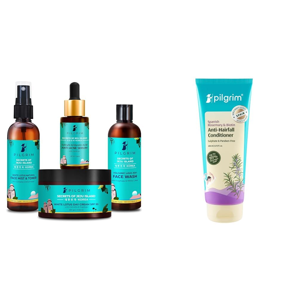 Pilgrim Acne Care Essentials Combo Kit & Spanish Rosemary & Biotin Anti Hairfall Conditioner for Reducing Hair Loss & Breakage 200ml-image-37