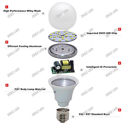 ZEEZ Lighting - LED A-Shaped A19 Light Bulb 7W Equivalent 60W Incandescent Lamp - Bright Natural White - — view 4