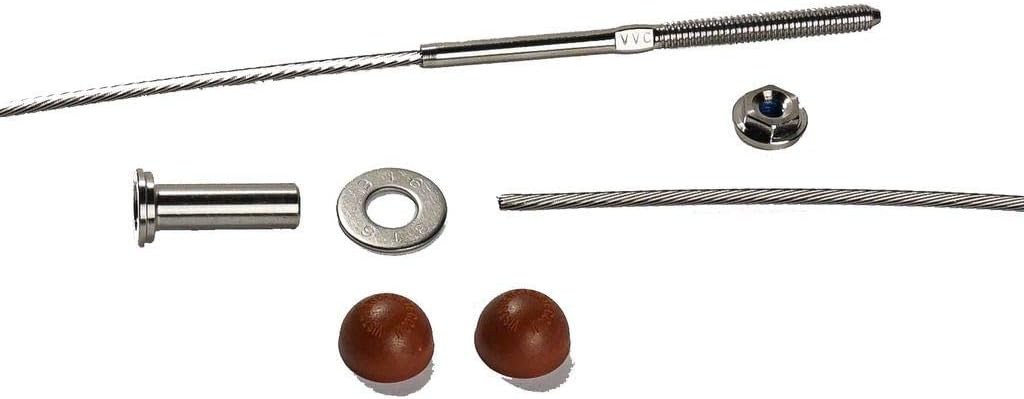 VistaView CableTec - Fast and Easy Stainless Steel Cable Railing Installation Kit for Residential Metal Posts - 1/8 Inch Cable, 5 Feet with Brown End Caps