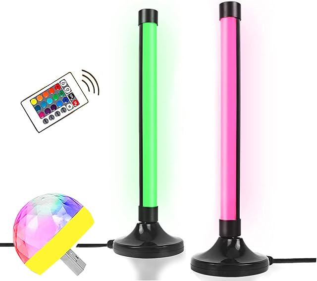 SanerCraft 2PCS RGB Light Bar - 16 Colors and 4 Lighting Modes with Remote Control - Comes with a Voice-Activated Crystal Ball for Living Room