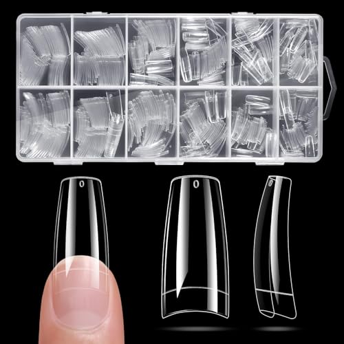 krofaue 504Pcs Clear Nails 12 Sizes Half Cover French Tips