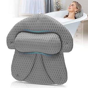 ESSORT Bath Pillow, Comfort Pillow Bath with 5 Suction Cups, 4D Mesh Technology, Neck Pillow, Bath Pillow for Bathtubs…