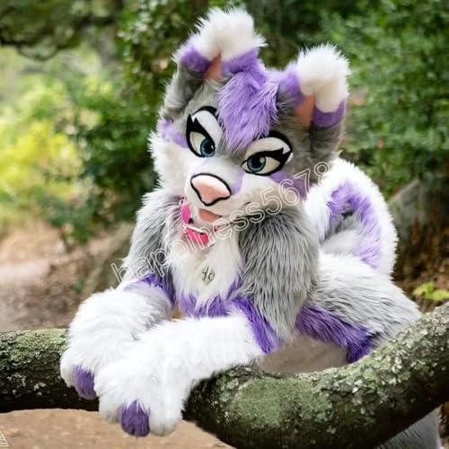 Disfraz Mascota Fursuit Husky Morado para Perro miniatura 2