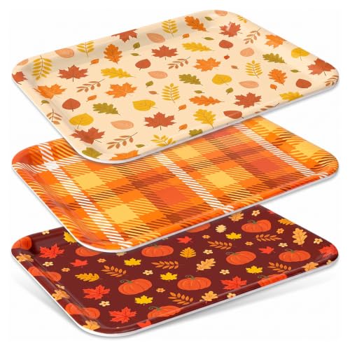 Britimes Fall Pumpkin Serving Platters Set, Serving Trays, 3Pack, 13x10Inch