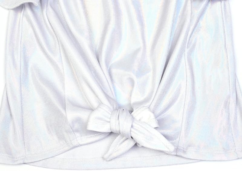 Mirawise Girls Shirts Metallic Tops Clothes Tshirt Ruffle Short Sleeve Tee Size 6-14 - Image 4
