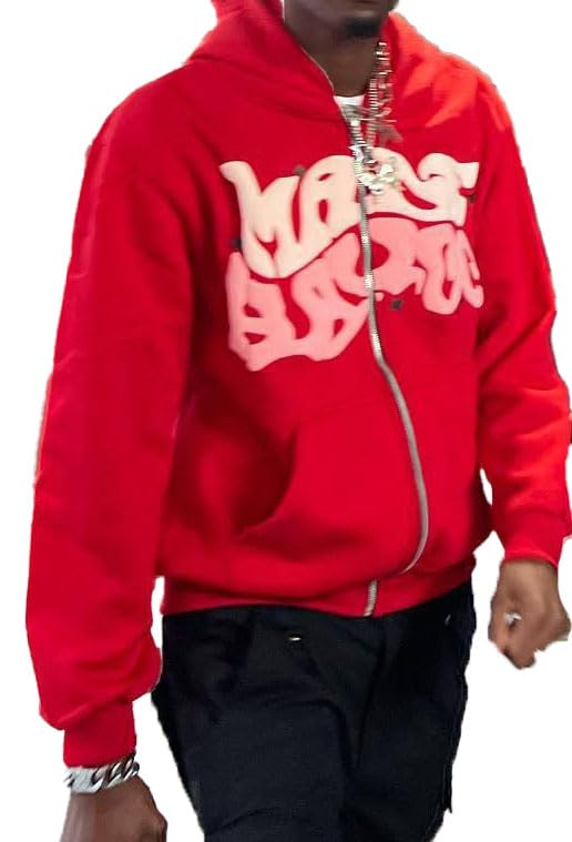 American Retro Star and Letter Printed Zipper Hoodies Men Graphic hoodies - Section Lazy Fashion hoodies y2k