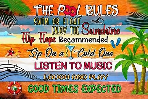 The Pool Rules Funny Sign Weatherproof Aluminum 8