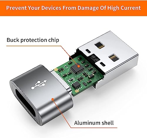 Image of Crasts USB Type C USB Type C Female to USB Male Adapter Connector Converter Works with Laptops,Chargers Compatible for iPhone, Airpods, iPad, Samsung Galaxy, Google Pixel (Pack of-2) (Silver)