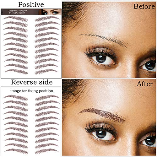 Aresvns Eyebrow Tattoo Stickers 99 Pairs! 9 Sheets Brown Fake Eyebrows,4D Tattoo Eyebrow With Real Hair,Eyebrow Transfer Stickers Christmas Gift #TOP1