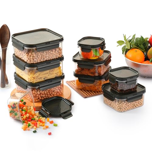 CELLO Modulock Pet Storage Container For Kitchen Set of 9 Pcs, Black (1000ml x 3, 600ml x 3, 260ml x 3) | Freezer & Fridge Safe, Airtight Pet Kitchen 