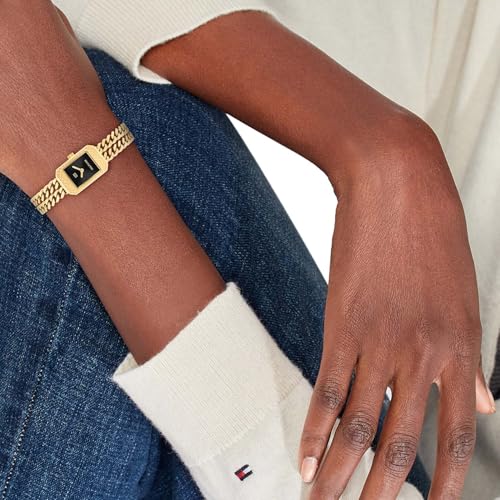 Image of Tommy Hilfiger Sarah Qtz Basic Mini Analog with Black Dial Gold Stainless Steel Strap Watch for Women - TH1782842W