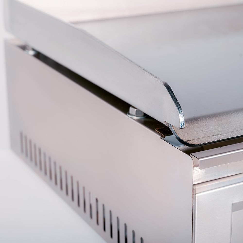 Cleiton® Plancha Industrial de Acero Inoxidable a Gas 50 cm Sobremesa Grosor de la Placa 4 mm para un Rápido Calentamiento con Termopar CE | Potencia 3 kW | Bares y Restaurantes