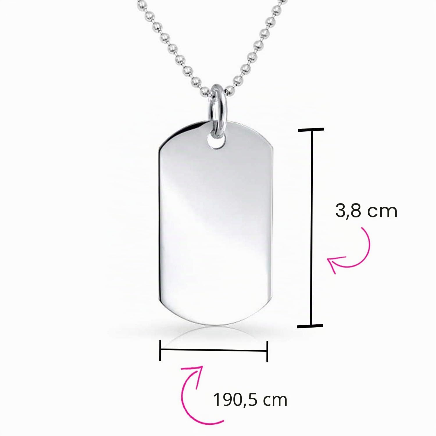Unisex Incisione Personalizzato Medio Pianura Semplice Base Cool Uomo Identificazione Militare Esercito Cane Tag Collana Per Uomini Adolescenti Lucido .925 Argento Sterling Taglie Piccole Medie Grandi