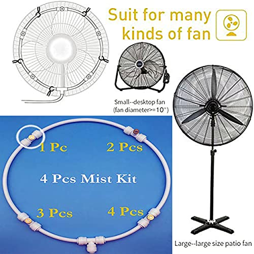 Image of DIY Crafts Fan Mist Kit For Wall Fan, Pedestrian Mist Nozzle Kit & Watering Irrigation Sprayers Outdoor Cooling Gardening System Misting PE Fan Rings Lawn Veranda Patio (Mist Kit, 3 Head)