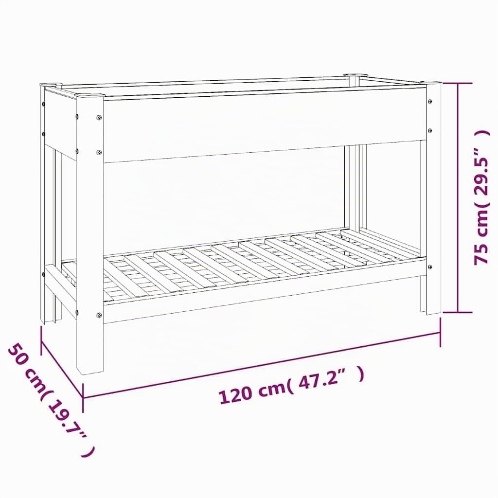 vidaXL Garten-Hochbeet mit Ablage Grau 120x50x75 cm WPC