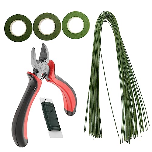 BEBEMOKO 1 Set Bouquet Arrangement Tool Versatile Double Sided Floral Tape Flexible Wire Cutter for DIY Crafts Wedding Bouquets Home Decor Essential Flower Fixing Kit