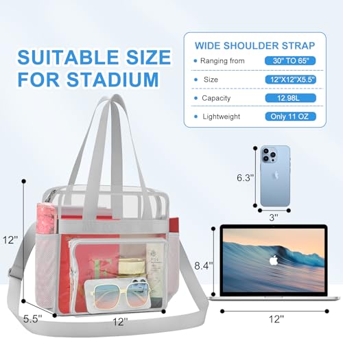 Image of Busiuw Clear Bag for Stadium Events, Stadium Approved 12x12x6 Clear Tote Bag for Sport Fan, Work Concert Travel