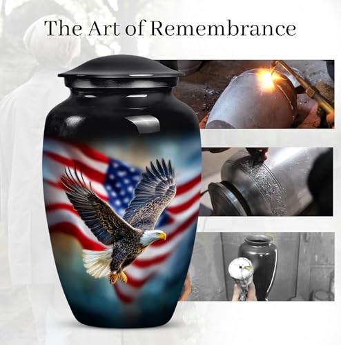 Image of American Flag with Eagle Urn for Ashes Women -Patriotic Cremation Urns Men