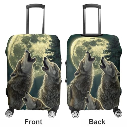 Three Wolves Howling Travel Suitcase Protector Luggage Cover Protective Washable Anti-scratch Baggage Cover3