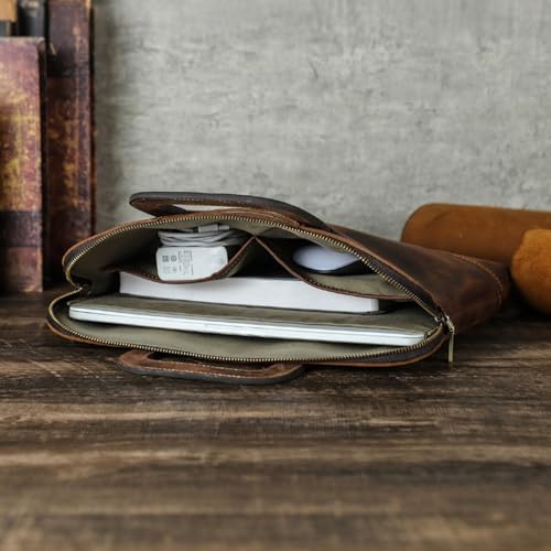 Funda de piel de lujo para portátil 13.3 con tacto suave y compartimentos 2