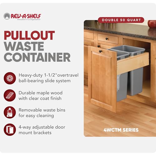 Image of Rev-A-Shelf Double Top-Mount Pullout Trash Can, 50 Qt