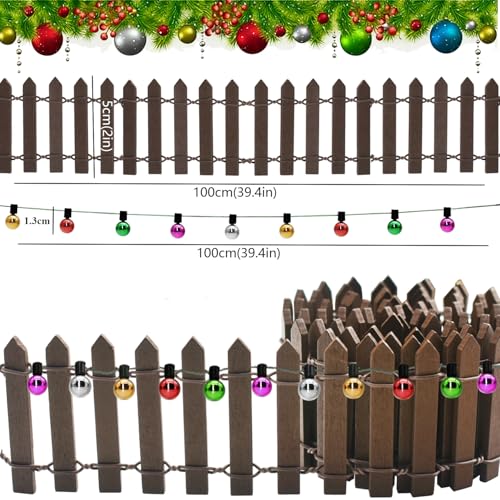 Weihnachten Miniatur-Gartenzaun Holzzaun Flexibler Miniatur-Zaun, 100cm*5cm Miniatur Zaun Gartenzaun Holz, verwendet für Miniaturlandschaft Puppenhaus Blumentopf Fee Garten Wichteltür dekoration