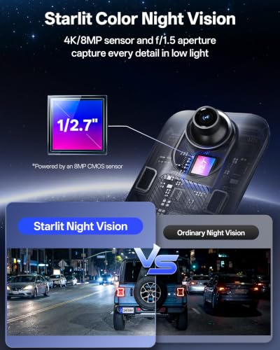Image of Pelsee S12 Native 4K + 2.5K Mirror Dash Cam, 64GB Card Included, GPS | 8MP Starlit Color Night Vision, Rear View Mirror Camera w / WiFi 6, 12 inch Touch Screen, Backup Assist for Cars Trucks Vans RVs