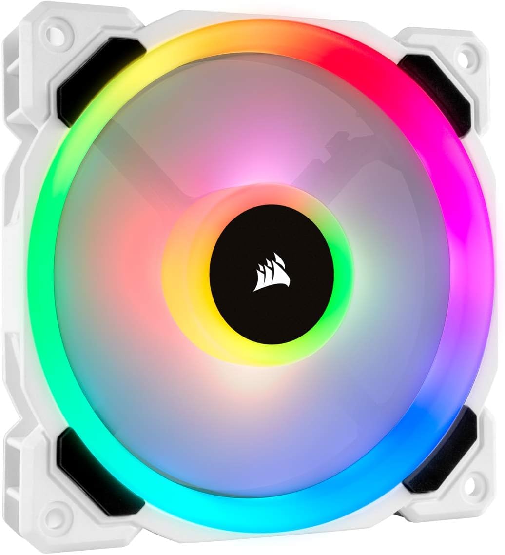 Corsair LL120 RGB LED PWM PC-Gehäuselüfter (120mm Dual Licht Loop RGB LED, Einzelverpackung) weiß