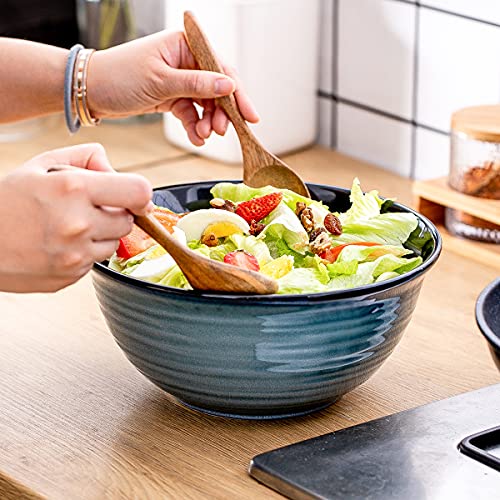 Hasense Ceramic Large Serving Bowls,84 Ounce Salad Bowls Set Of 2 For Kitchen For Soup,Pho,Cereal,Popcorn, Dishwasher & Microwave Safe(Blue) #TOP6