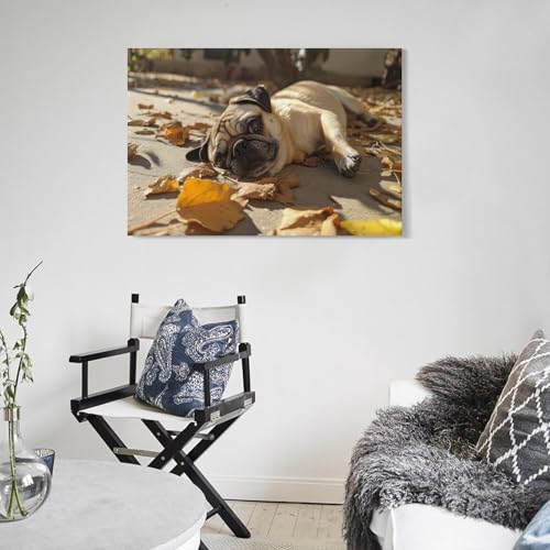 Reproduction de peintures a l'huile Pug en poster abstrait 30x45