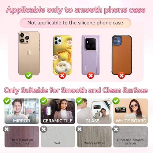Image of 2 Pack Silicone Suction Phone Case Mount, Double Sided, Non Slip Suction Cup Phone Mount, Silicon Sticky Phone Grip for Cell Phone, Hands-Free Phone Accessories Holder for Selfies and Videos, Black
