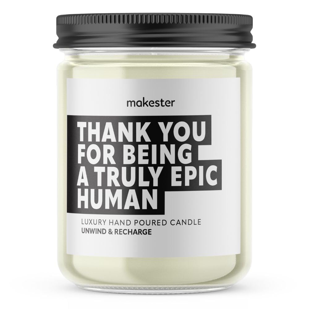 Thank You Gifts - Luxury Soy Wax Candle - Vanilla, Jasmine, Sugared Almond - Makester, White - Image 2
