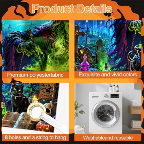 Image of Halloween Garage Door Decorations 6 x 13 ft, Witch Cauldron Cover