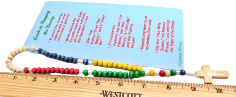 Westmon Works How to Pray the Rosary Set for Kids with Wooden Beads Pamphlet and Large Instruction Holy Card for Children - Image 5