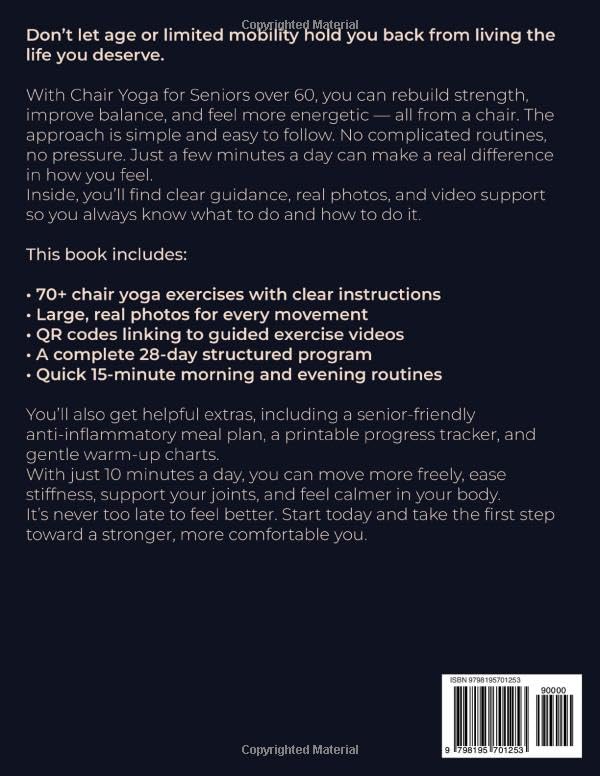 Chair Yoga for Seniors Over 60: The Complete Workout Book with 70+ Easy Exercises Video Workouts & 28 Day Exercise Challenge for Weight Loss & Staying Fit at Home | Printable Chart & Poster Included image 3