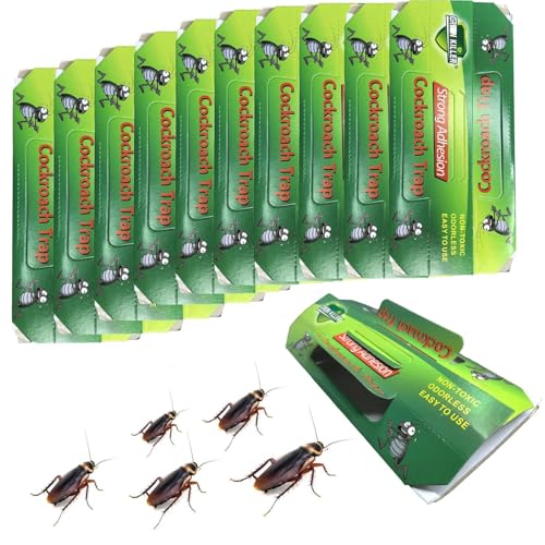 Veximind 10-Pack Cockroach Killer Bait & Traps - Indoor Roach Infestation Control Eco-Friendly Safe for Children & Pets Long-Lasting Roach Motel Traps (10 Pack)