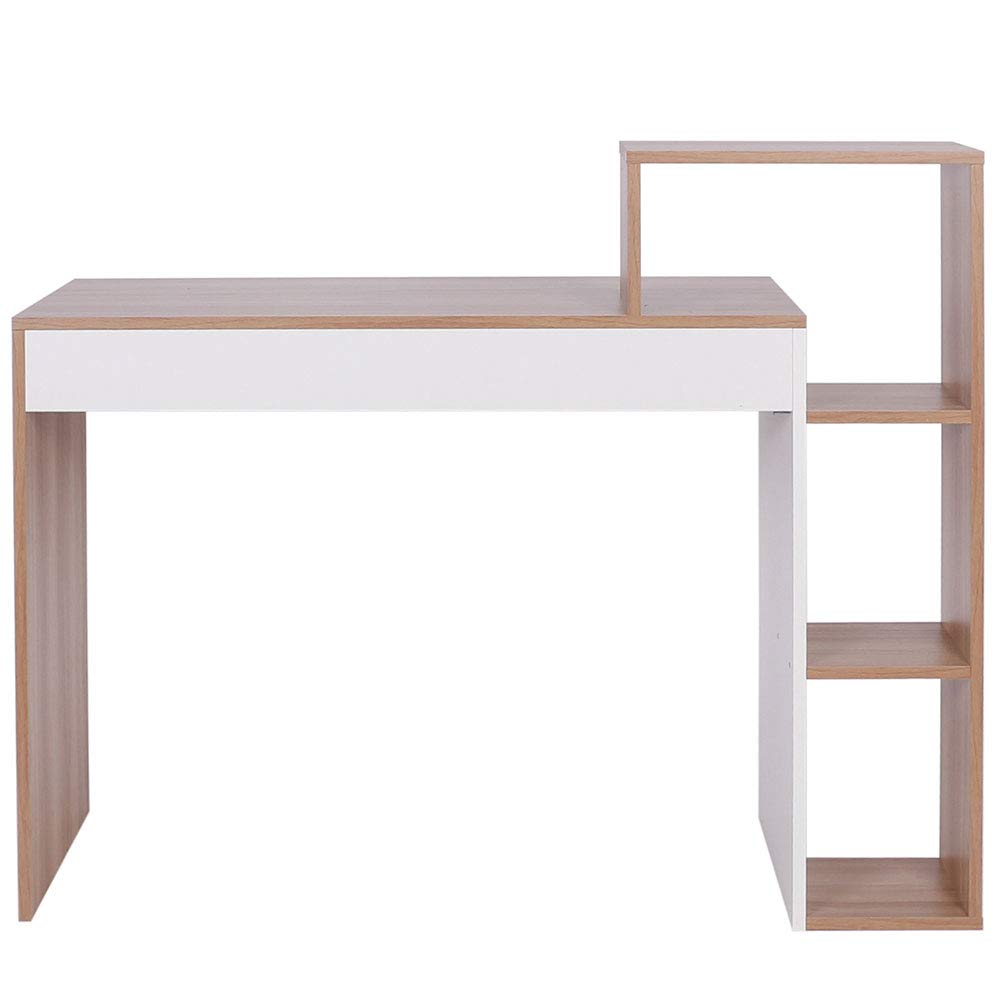 BAKAJI Scrivania con Libreria 4 Ripiani Tavolo da Lavoro Porta Pc Computer Struttura e Piano in Legno MDF Arredamento Casa Ufficio Cameretta Dimensioni 110 x 90 x 40 cm (Noce)