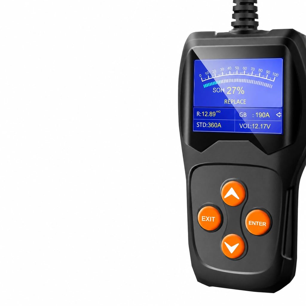 Konnwei Testeur de Batterie 12V Voiture Moto LCD TFT CCA BCI DIN JIS SAE Puce STM32 Multilingue KW600