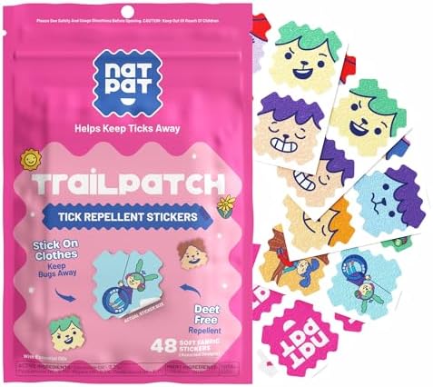 NATPAT TrailPatch Tick Repellent Stickers for Kids - All Natural Chemical Free Outdoor Bug Patch for Toddlers, Kids (48 Pack)