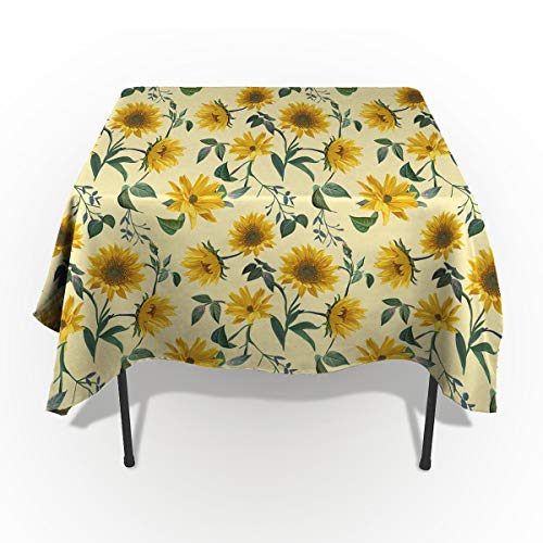 60 x 140 Inch Rectangle Tablecloth Sunflower Cotton Linen Burlap Table Cloth Table Cover Great for Kitchen Table Parties