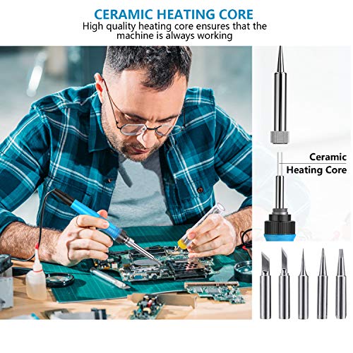 Tilswall Soldering Station, 65W Solder Station Welding Iron Kit With Smart Temperature Control (392°F-896°F), 5Pcs Soldering Tips, Built-In Transformer, Soldering Iron For School Lab Hobby Electronics #TOP3