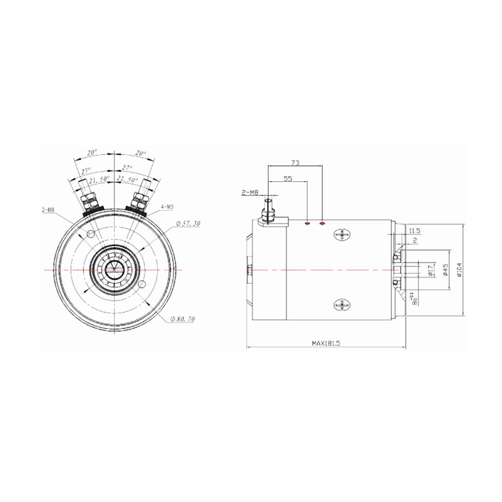 Motor de CC de alta potencia para carretillas elevadoras/unidades hidráulicas para equipo de seguridad, modificación automática, motor de CC (12 V, 2350 rpm, 6 Nm)