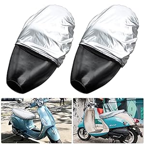 Motorstoelhoes 2 Stuks Waterdichte Lederen Motorzadels Motorfiets Zadeldek, Universele Zadelbeschermer voor Elektrische Motorfiets En Motorscooter ( Zilver, 70*40 cm)