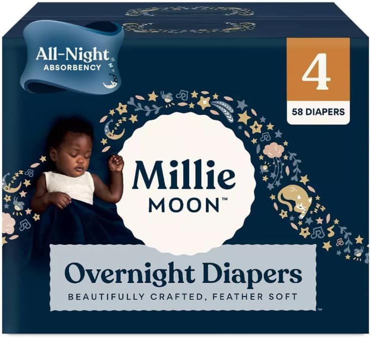 Millie Moon Disposable Overnight Diapers ~Size-4 (Count - 58) Pack of 1