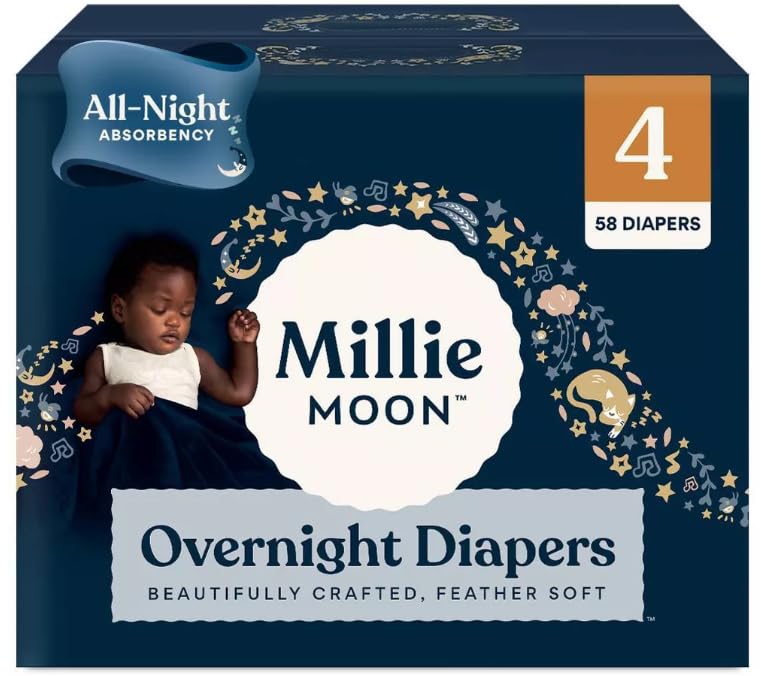 Millie Moon Disposable Overnight Diapers ~Size-4 (Count - 58) Pack of 1