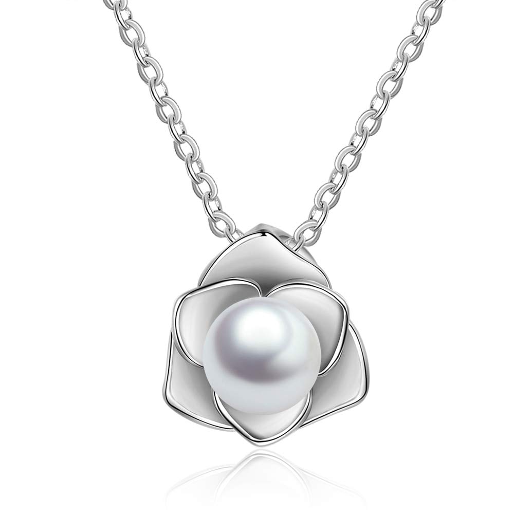 LYGBAOFUL Fiore con Collana di Perle Ciondolo Ciondolo Gioielli a Catena Lunga Regalo per Donne Ragazze Goccia