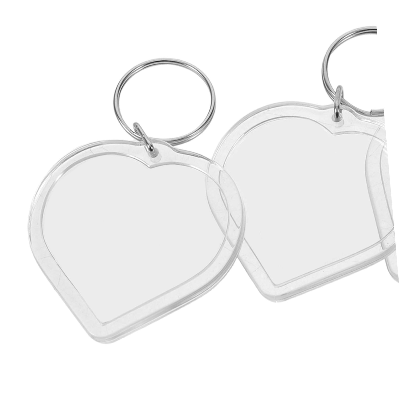 Housoutil Portachiavi 100 Pezzi a Forma di Cuore in Acrilico per DIY con Design Sobrio e Foto Personalizzabile per