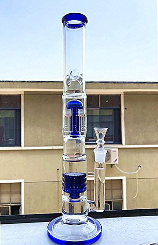YF420 Glas Bong Tree Dome und Vogel Kragen Percolator Pfeife 18,8 mm Schüssel Wasserpfeife 16"hoch (blau)